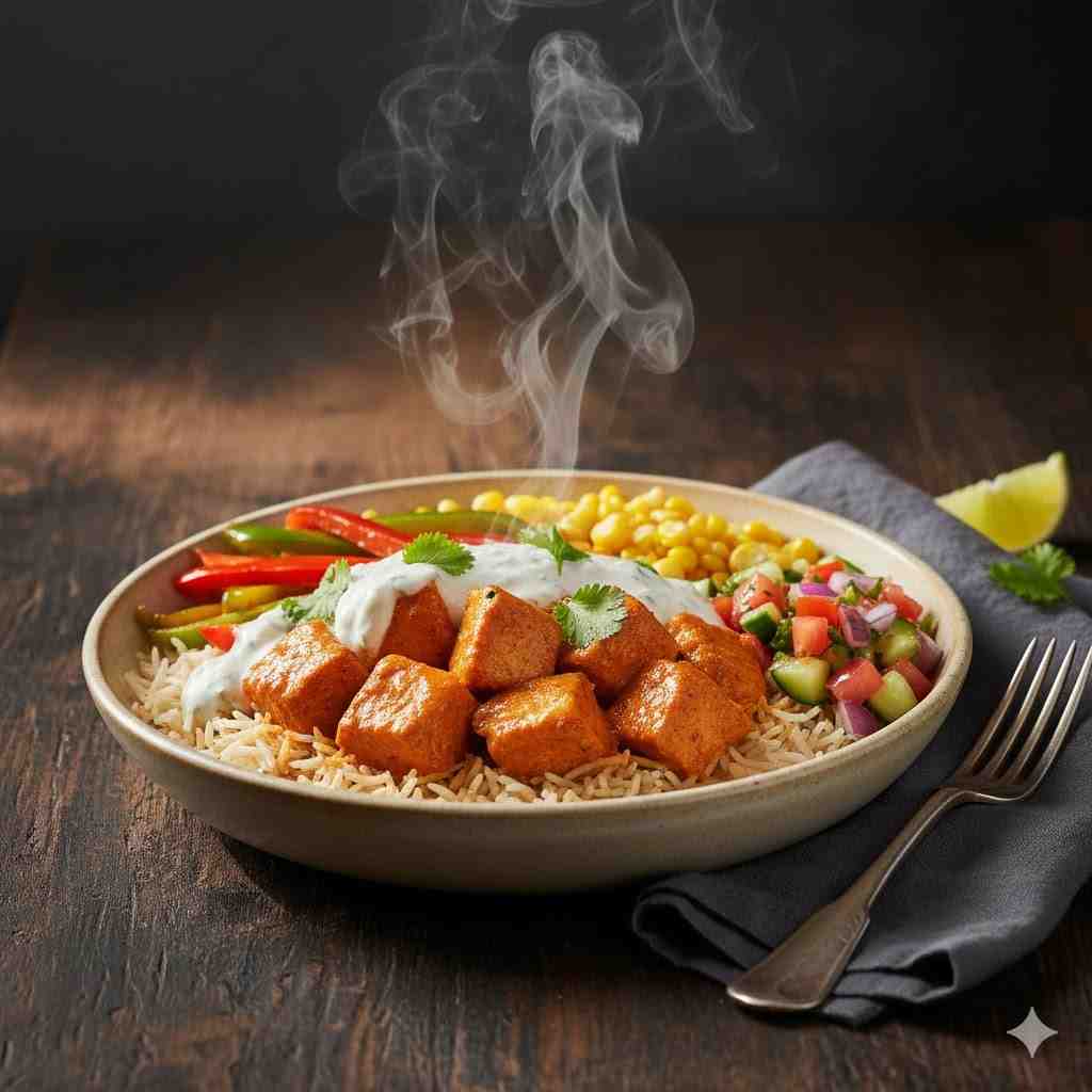 Butter Chicken Rice Burrito Bowl